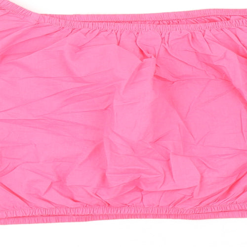 Marks and Spencer Womens Pink Cotton Cropped Blouse Size 14 Boat Neck - Flower Detail