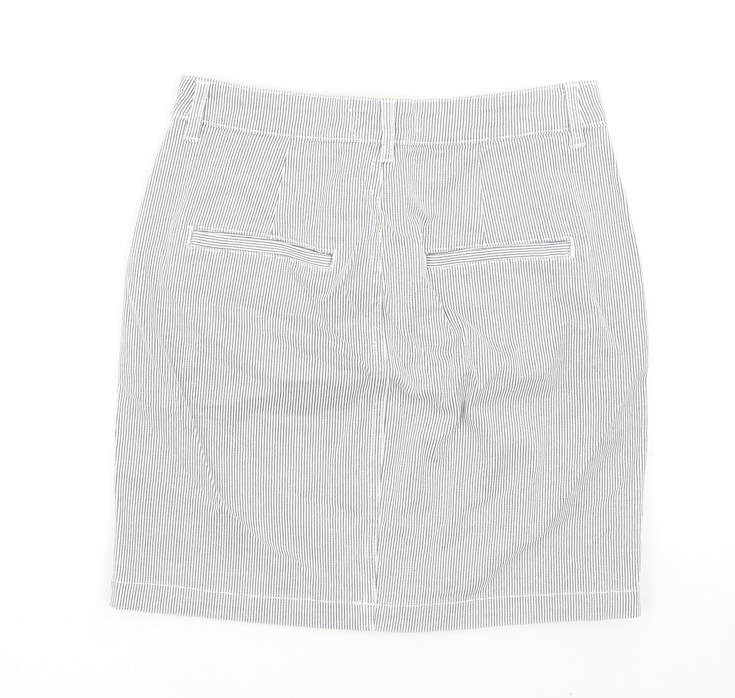 H&M Womens Blue Geometric Cotton Mini Skirt Size 8 Zip