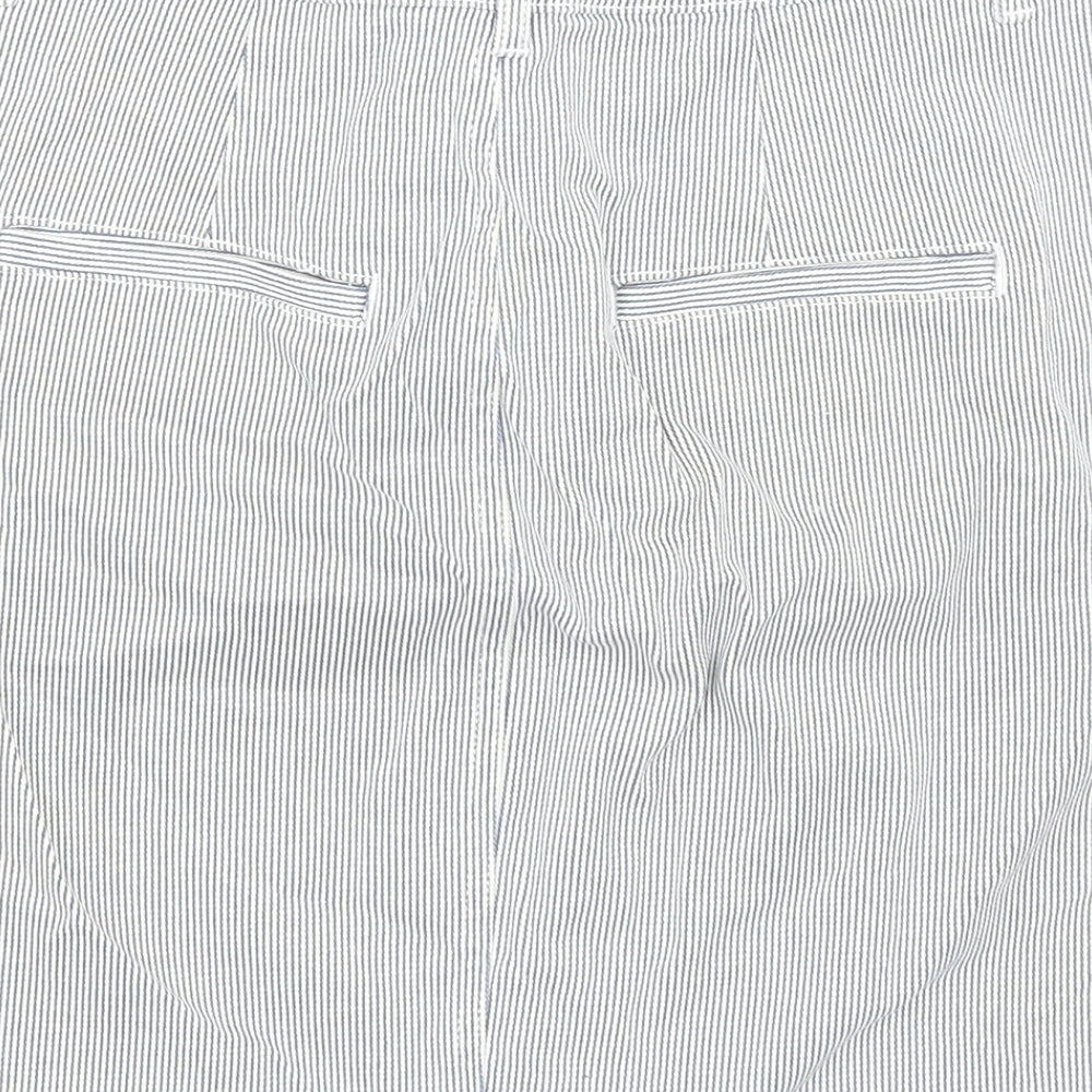H&M Womens Blue Geometric Cotton Mini Skirt Size 8 Zip