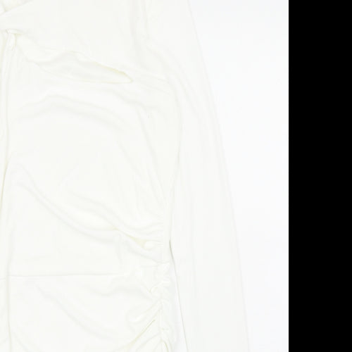 Zara Womens White Polyester Bodycon Size S One Shoulder Zip