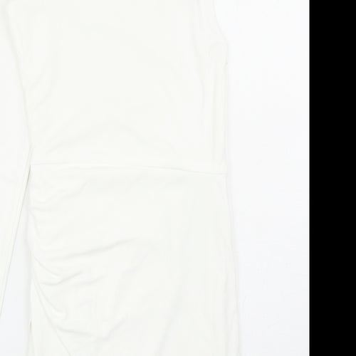 Zara Womens White Polyester Bodycon Size S One Shoulder Zip