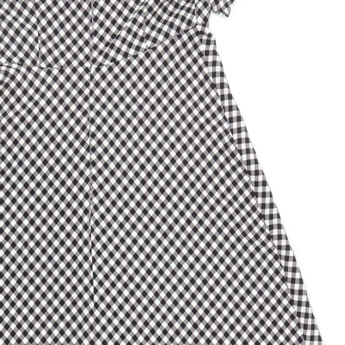 Marks and Spencer Womens Black Check Polyester Maxi Size 12 V-Neck Zip