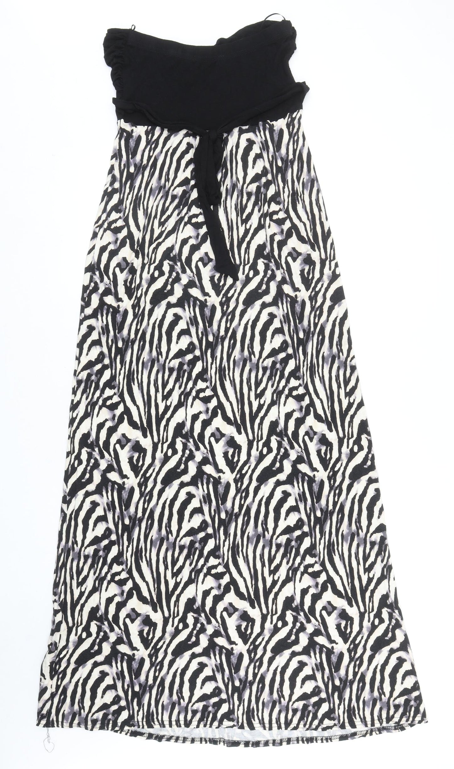 New Look Womens Black Animal Print Viscose Maxi Size 12 Sweetheart Pullover - Zebra Print
