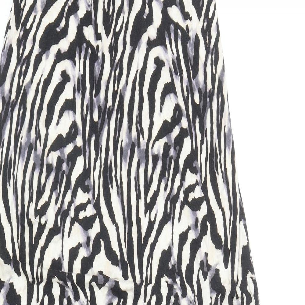 New Look Womens Black Animal Print Viscose Maxi Size 12 Sweetheart Pullover - Zebra Print