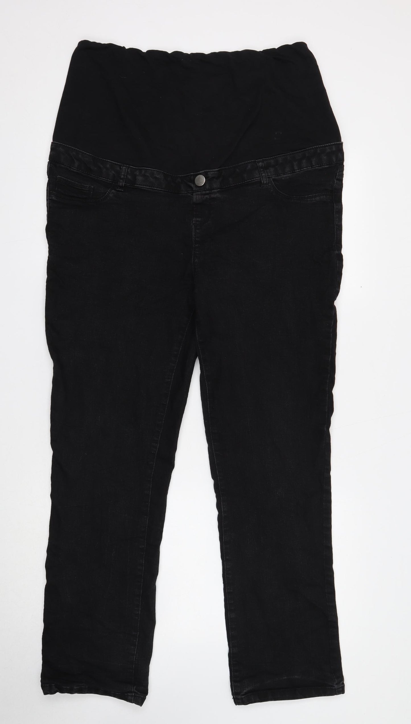 Dorothy Perkins Womens Black Cotton Straight Jeans Size 18 Regular Button