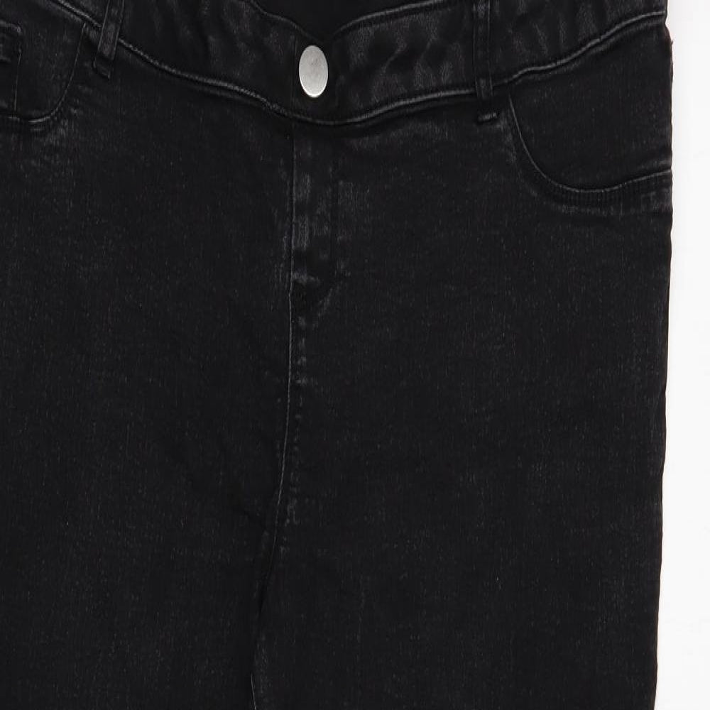 Dorothy Perkins Womens Black Cotton Straight Jeans Size 18 Regular Button