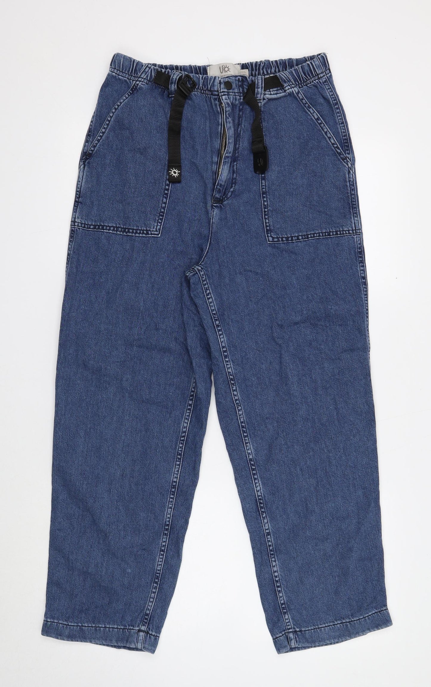 Urban Outfitters Mens Blue Cotton Straight Jeans Size 30 in L30 in Regular Drawstring