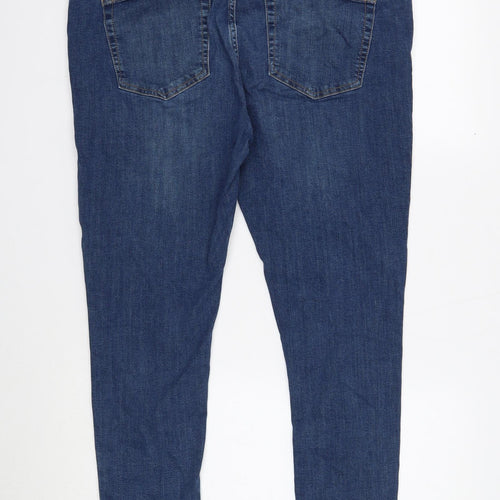 Topshop Womens Blue Cotton Skinny Jeans Size 18 L32 in Regular Button