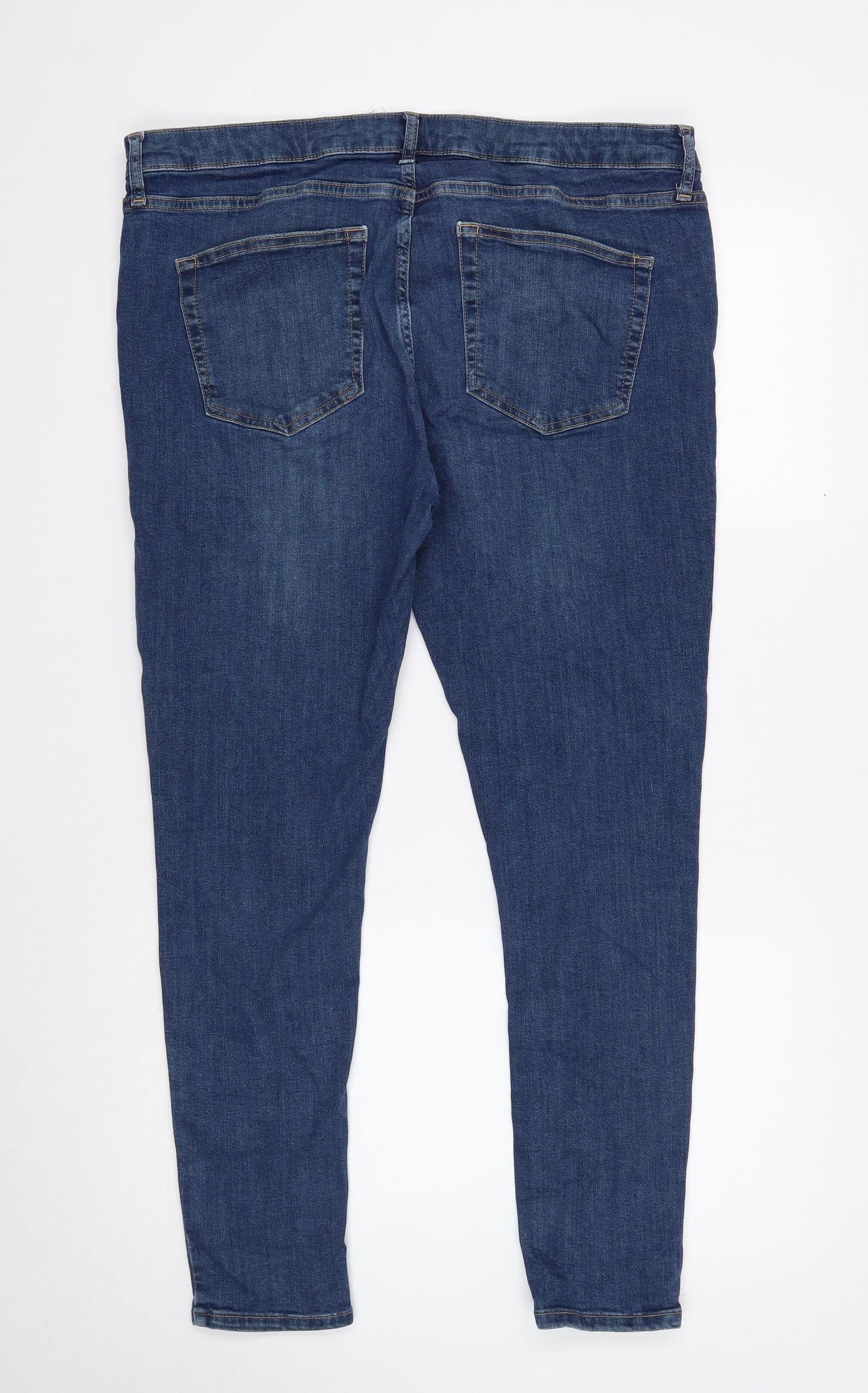 Topshop Womens Blue Cotton Skinny Jeans Size 18 L32 in Regular Button