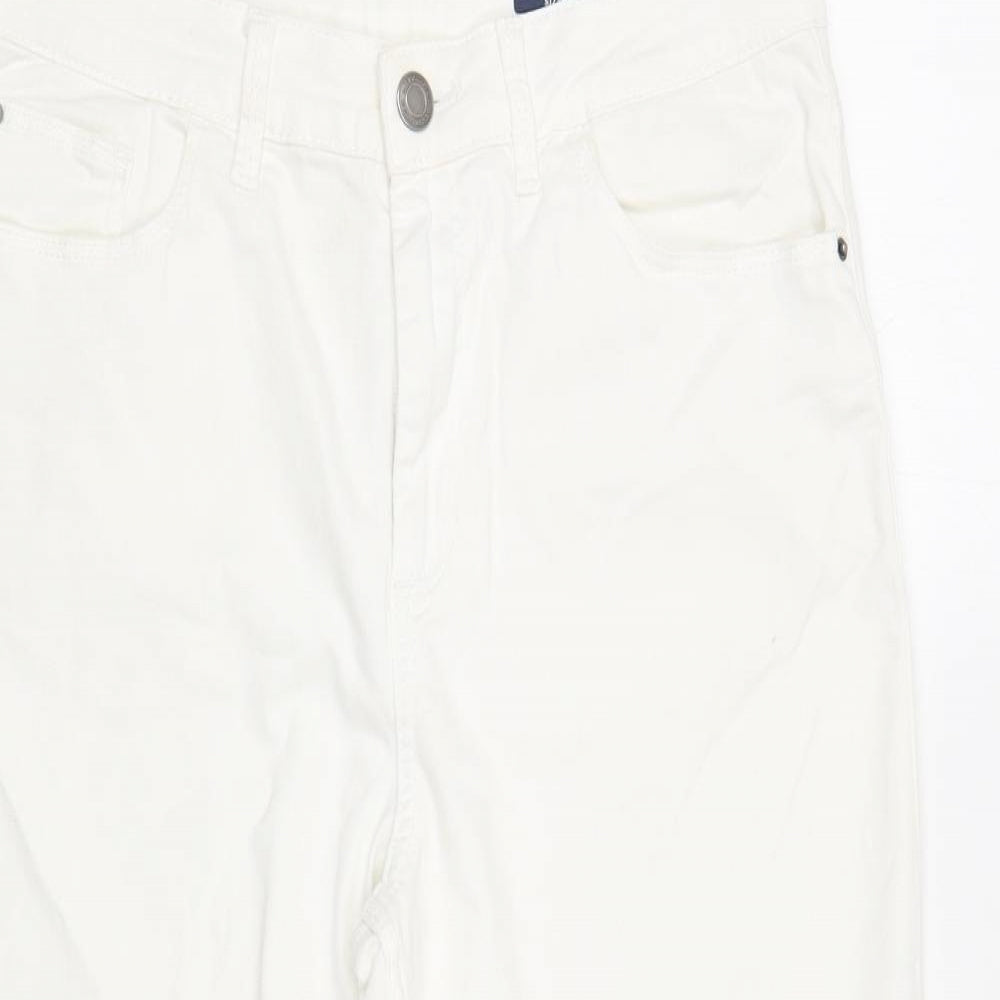 Marks and Spencer Womens White Cotton Skinny Jeans Size 12 Regular Button