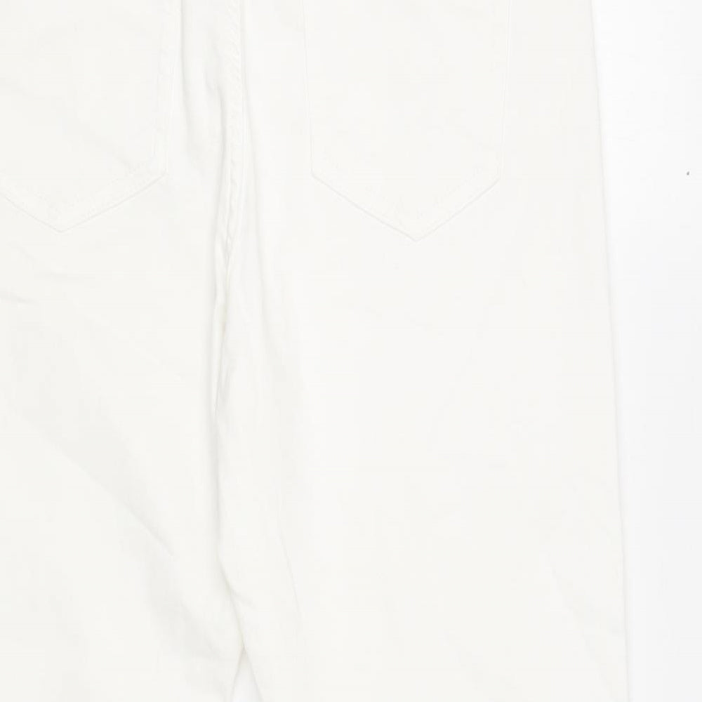 Marks and Spencer Womens White Cotton Skinny Jeans Size 12 Regular Button