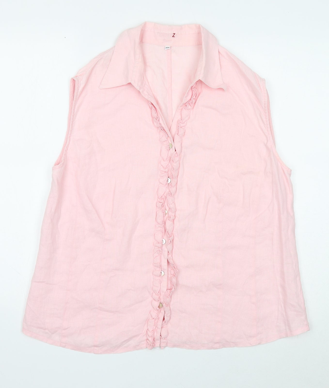 Tendenza Womens Pink Viscose Basic Button-Up Size 16 Collared
