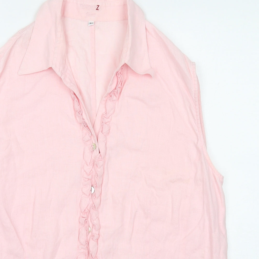 Tendenza Womens Pink Viscose Basic Button-Up Size 16 Collared