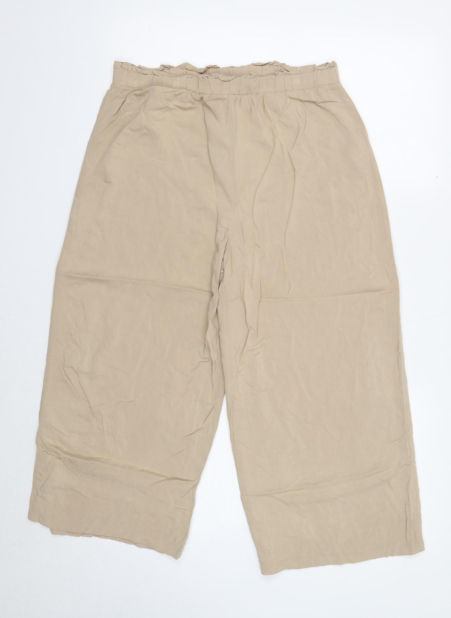 Primark Womens Beige Viscose Trousers Size 14 Regular