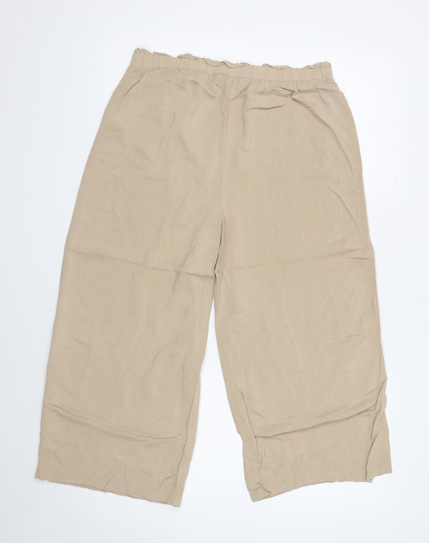 Primark Womens Beige Viscose Trousers Size 14 Regular