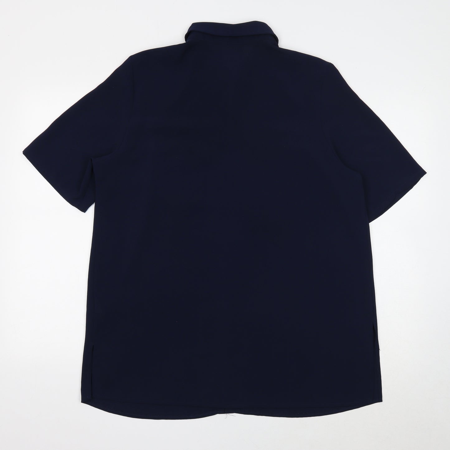 essence Womens Black Polyester Basic Button-Up Size 18 Collared