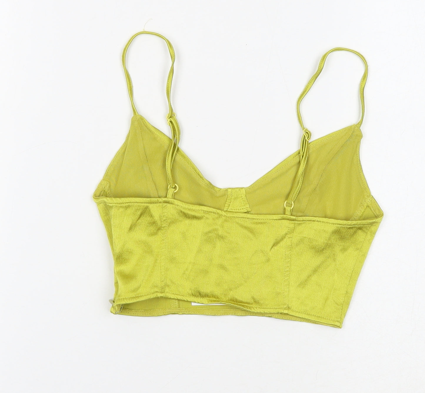 Zara Womens Green Polyester Cropped Tank Size S V-Neck