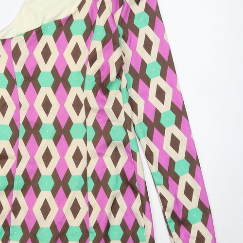Zara Womens Multicoloured Geometric Polyester Mini Size S One Shoulder Zip