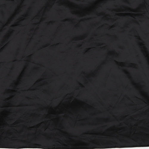 PRETTYLITTLETHING Womens Black Polyester Basic Blouse Size 8 Collared - Plunging Cowl