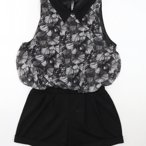 Mandi Womens Black Polyester Playsuit One-Piece Size 8 Button