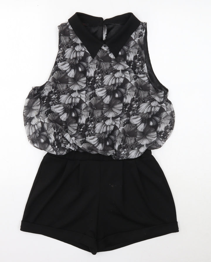 Mandi Womens Black Polyester Playsuit One-Piece Size 8 Button