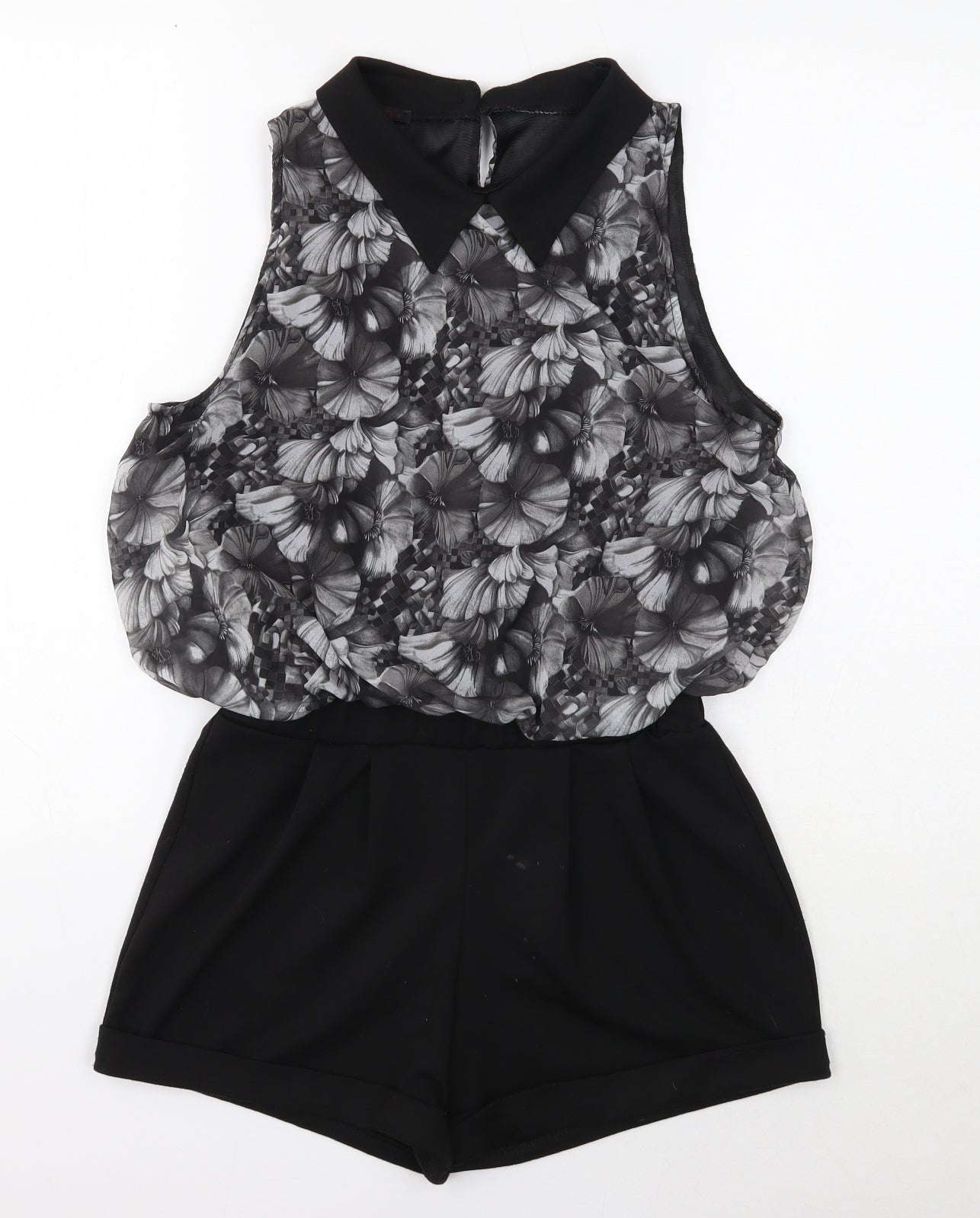 Mandi Womens Black Polyester Playsuit One-Piece Size 8 Button