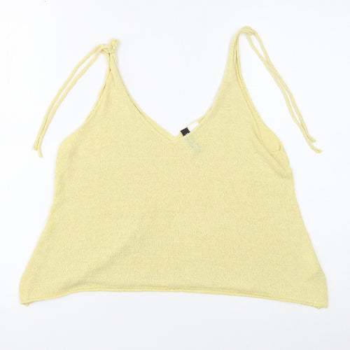 Divided Womens Yellow Acrylic Camisole Tank Size M V-Neck - Tie Strap Detail