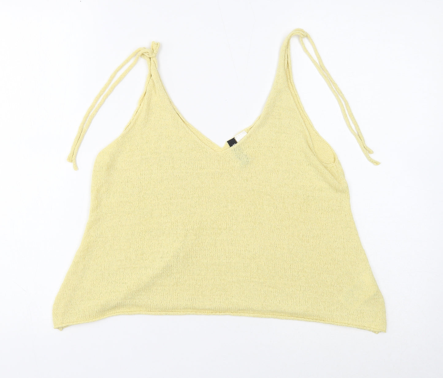 Divided Womens Yellow Acrylic Camisole Tank Size M V-Neck - Tie Strap Detail