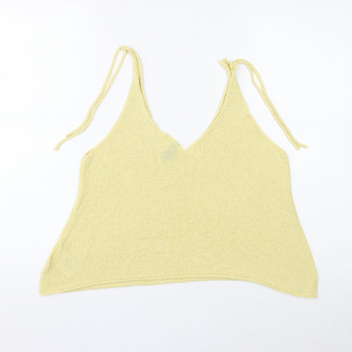 Divided Womens Yellow Acrylic Camisole Tank Size M V-Neck - Tie Strap Detail