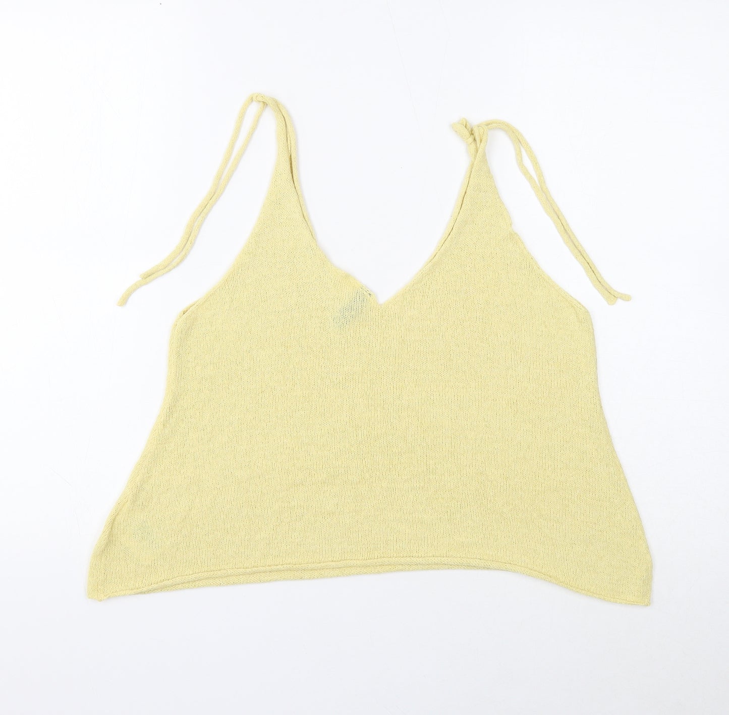 Divided Womens Yellow Acrylic Camisole Tank Size M V-Neck - Tie Strap Detail