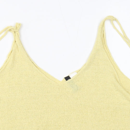 Divided Womens Yellow Acrylic Camisole Tank Size M V-Neck - Tie Strap Detail
