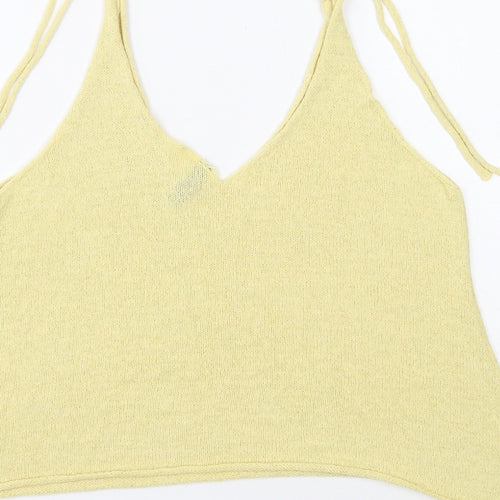 Divided Womens Yellow Acrylic Camisole Tank Size M V-Neck - Tie Strap Detail