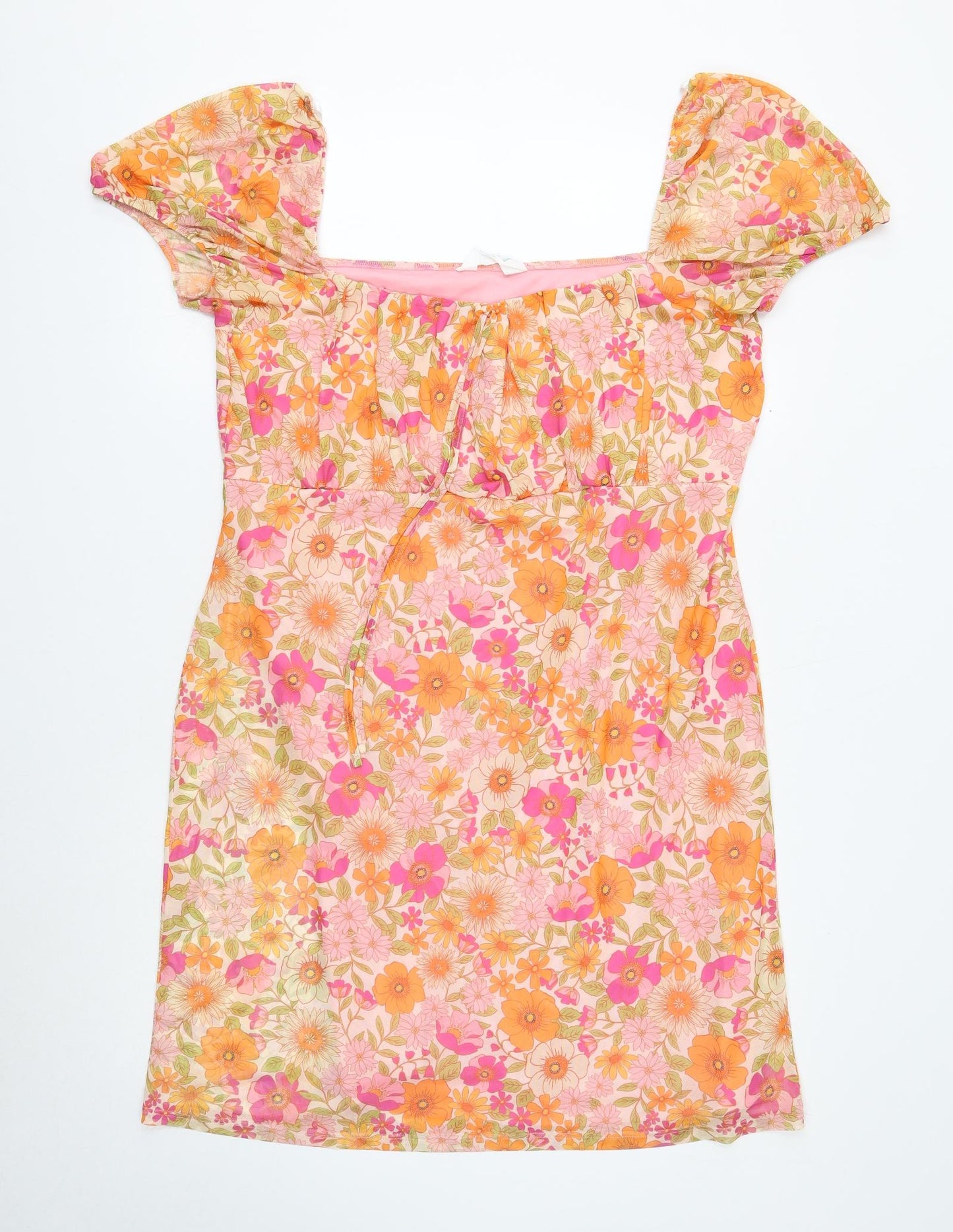 Primark Womens Multicoloured Floral Polyester A-Line Size 20 Square Neck Pullover