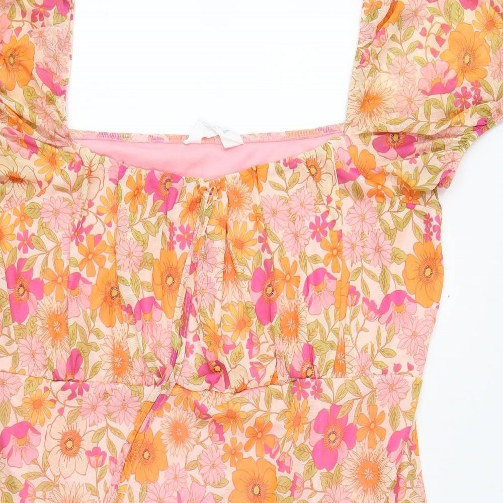 Primark Womens Multicoloured Floral Polyester A-Line Size 20 Square Neck Pullover