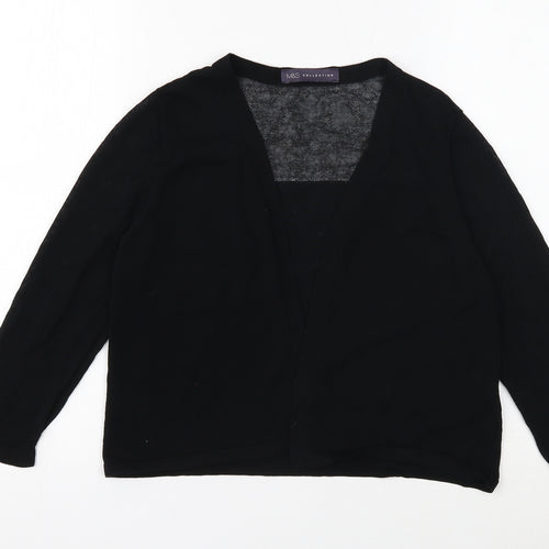 Marks and Spencer Womens Black Square Neck Viscose Cardigan Jumper Size 12
