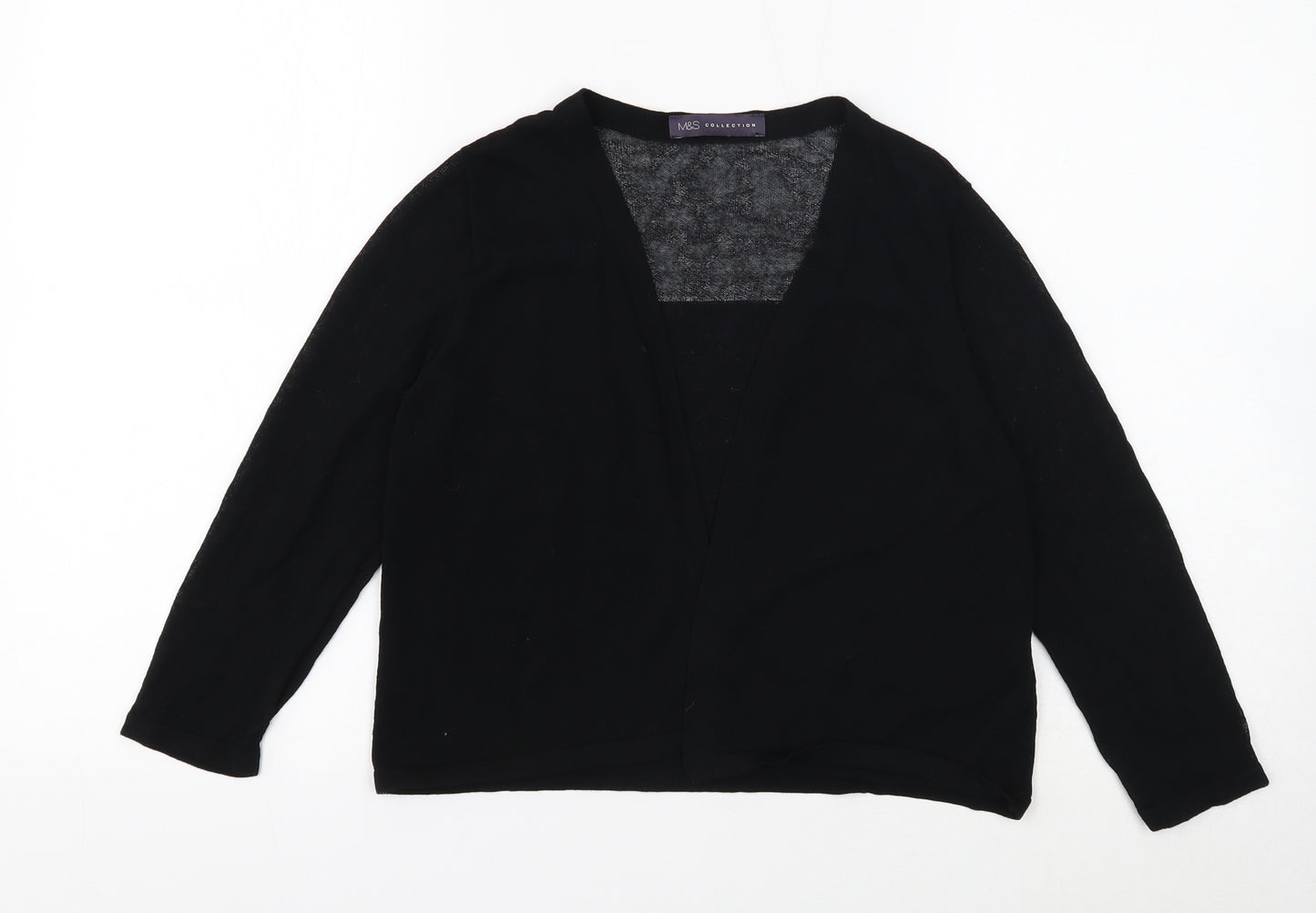Marks and Spencer Womens Black Square Neck Viscose Cardigan Jumper Size 12