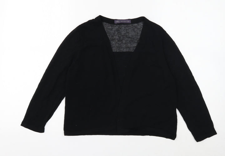 Marks and Spencer Womens Black Square Neck Viscose Cardigan Jumper Size 12