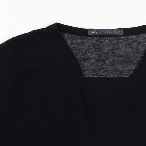 Marks and Spencer Womens Black Square Neck Viscose Cardigan Jumper Size 12