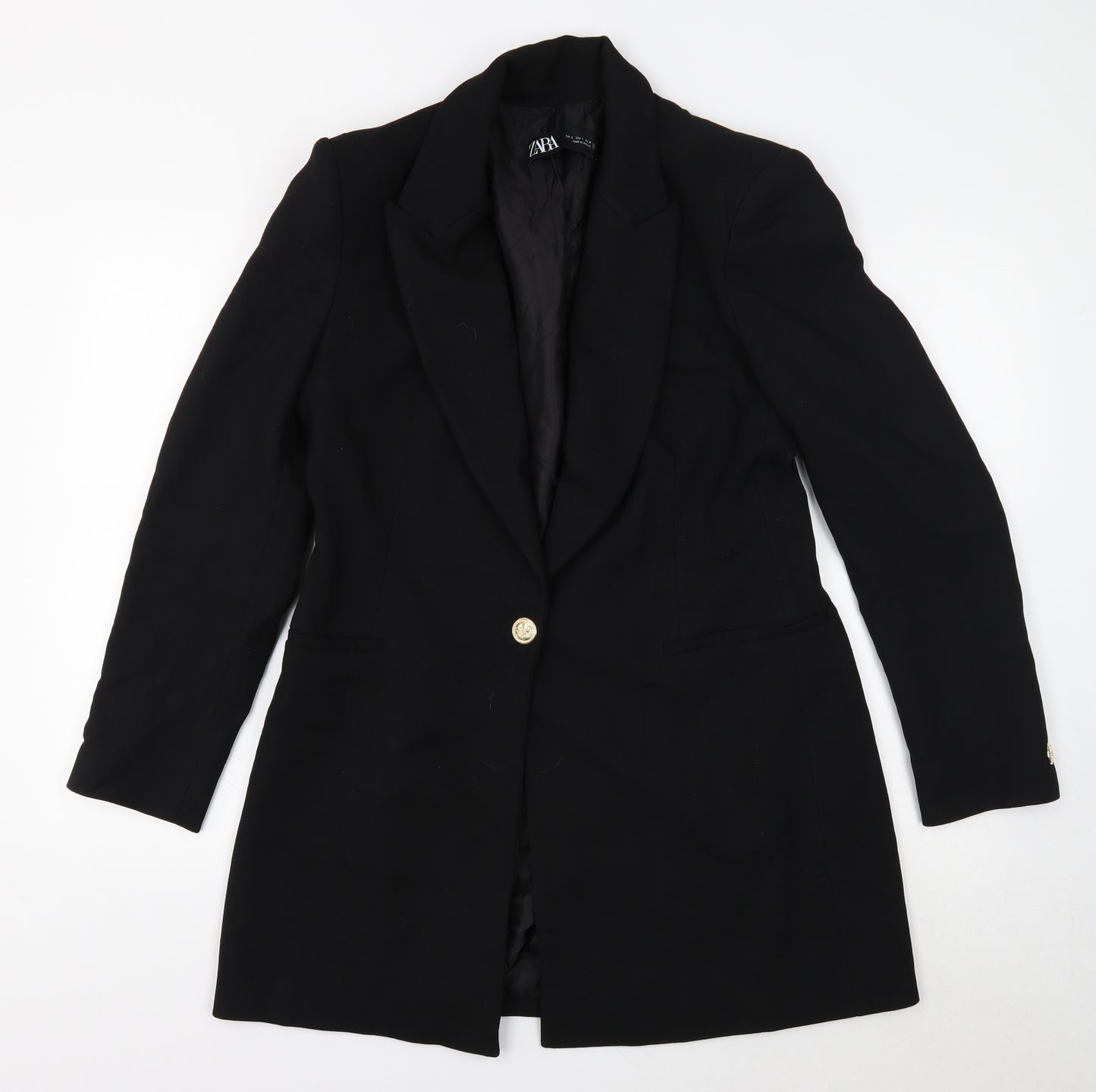 Zara Womens Black Jacket Blazer Size 16 Button