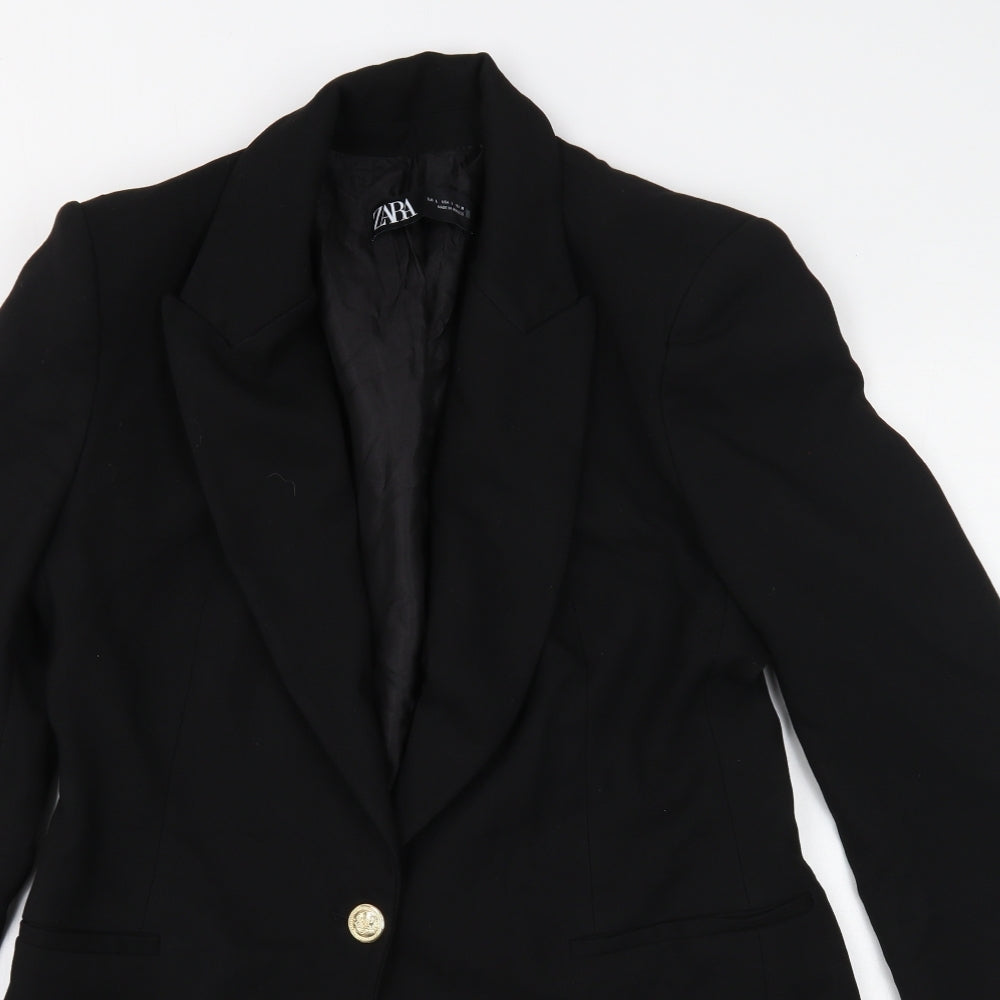Zara Womens Black Jacket Blazer Size 16 Button