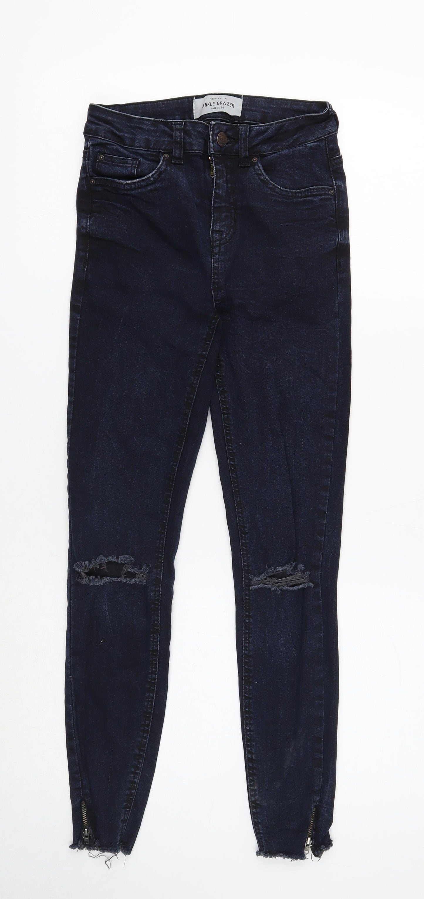 New Look Womens Blue Cotton Skinny Jeans Size 6 Regular Button