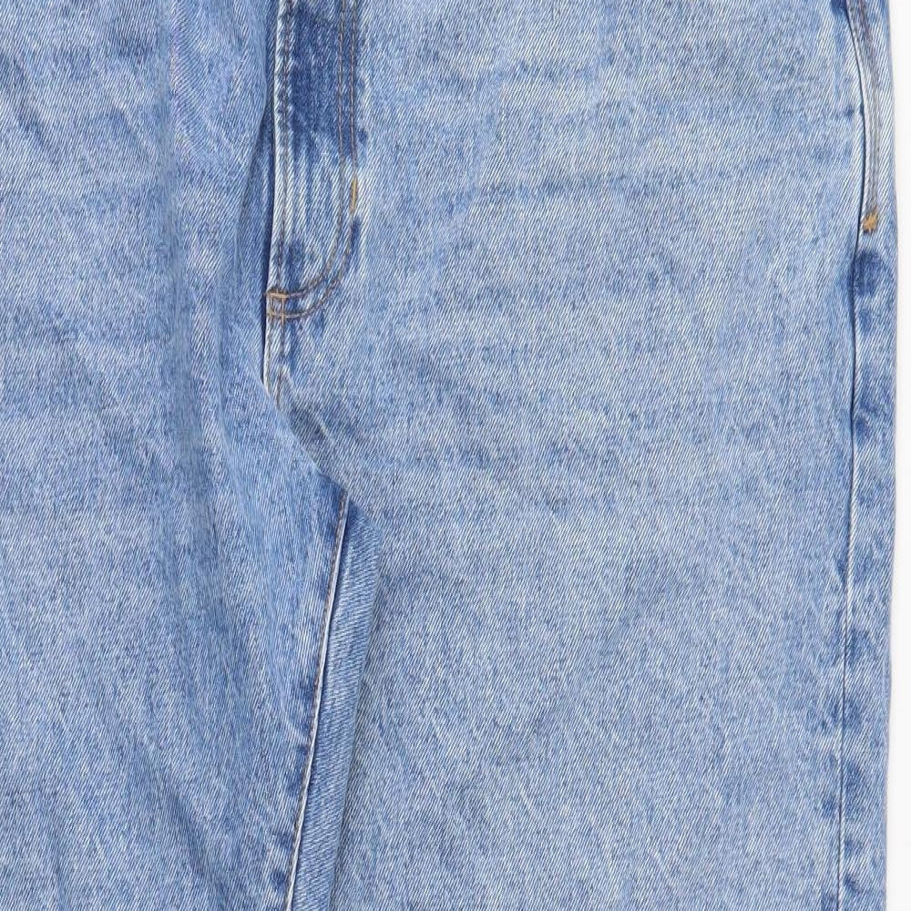 Marks and Spencer Mens Blue Cotton Straight Jeans Size 42 in L31 in Regular Button