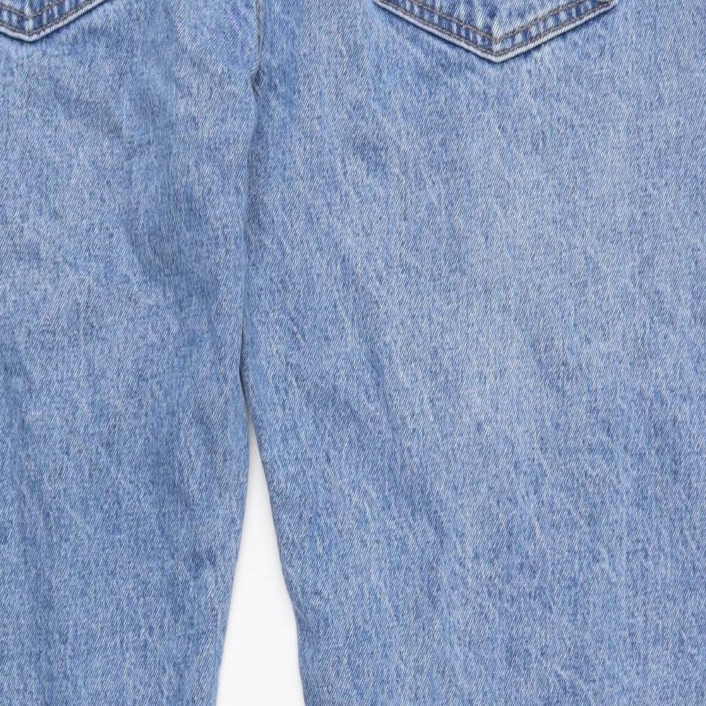 Marks and Spencer Mens Blue Cotton Straight Jeans Size 42 in L31 in Regular Button