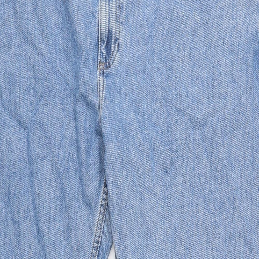 Marks and Spencer Mens Blue Cotton Straight Jeans Size 42 in L31 in Regular Button