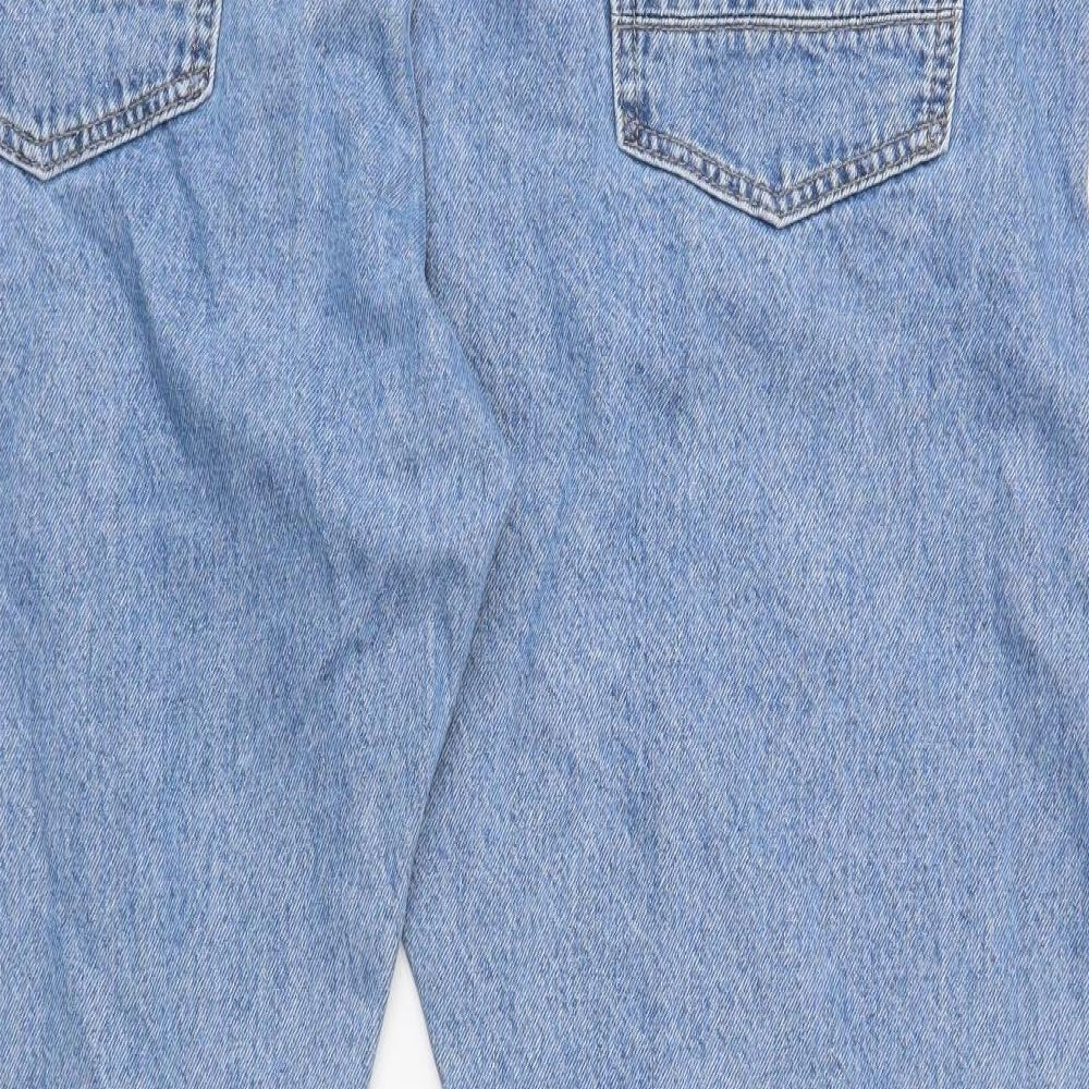Marks and Spencer Mens Blue Cotton Straight Jeans Size 42 in L31 in Regular Button
