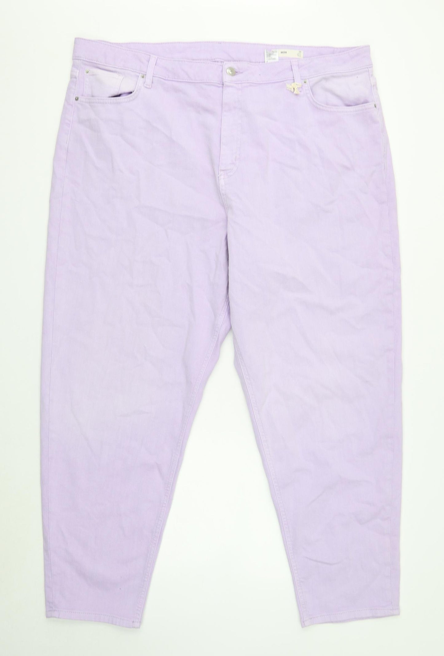 Marks and Spencer Womens Purple Cotton Mom Jeans Size 24 Regular Button