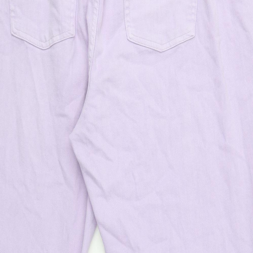 Marks and Spencer Womens Purple Cotton Mom Jeans Size 24 Regular Button