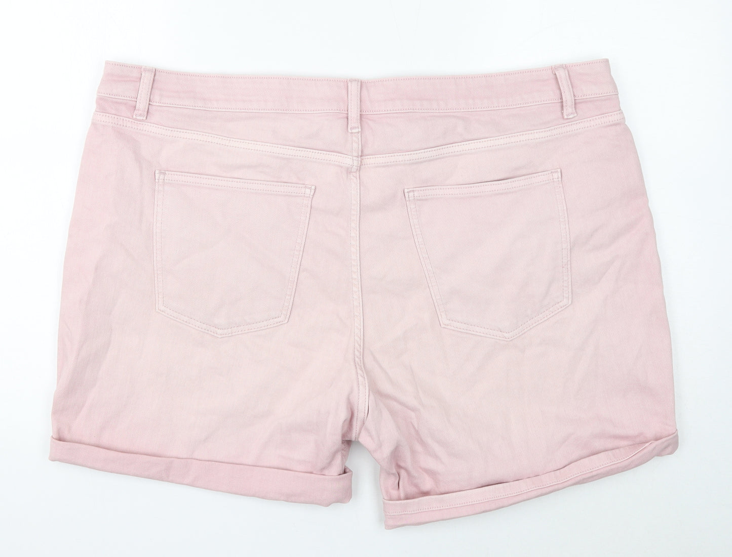 Marks and Spencer Womens Pink Cotton Mom Shorts Size 22 Regular Button