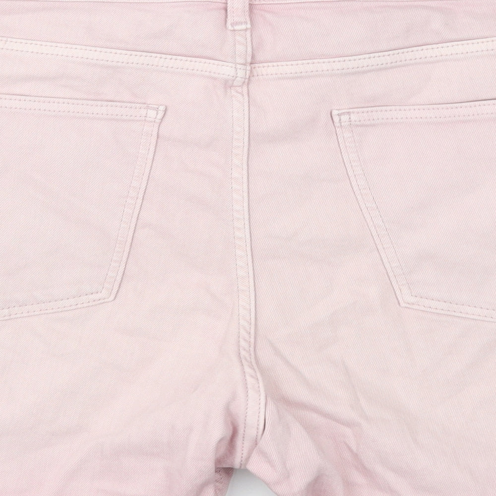 Marks and Spencer Womens Pink Cotton Mom Shorts Size 22 Regular Button