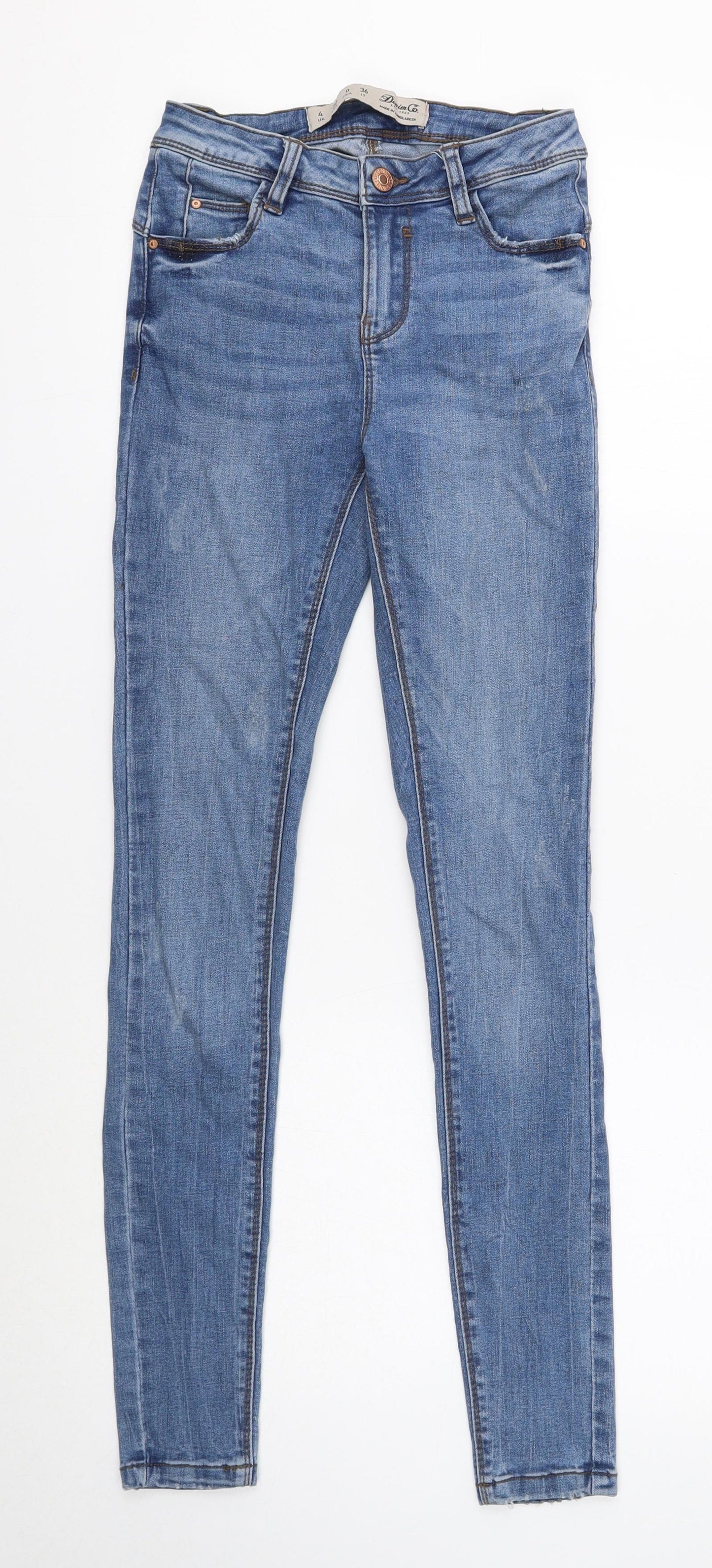 Denim & Co. Womens Blue Cotton Skinny Jeans Size 4 Regular Button